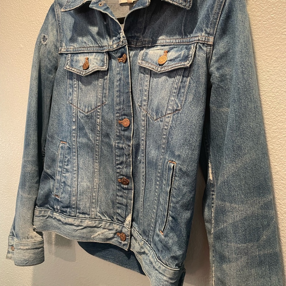 Madewell Blue Denim Jacket Distressed Size Medium - Picture 10 of 11
